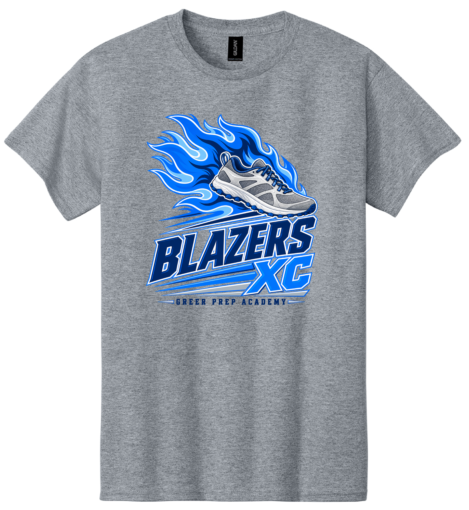 Greer Prep Blazers XC tee, sport grey